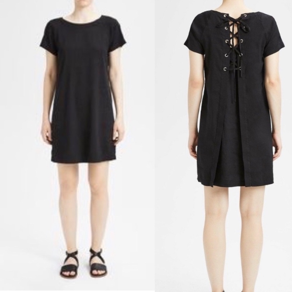 Theory lace back linen dress